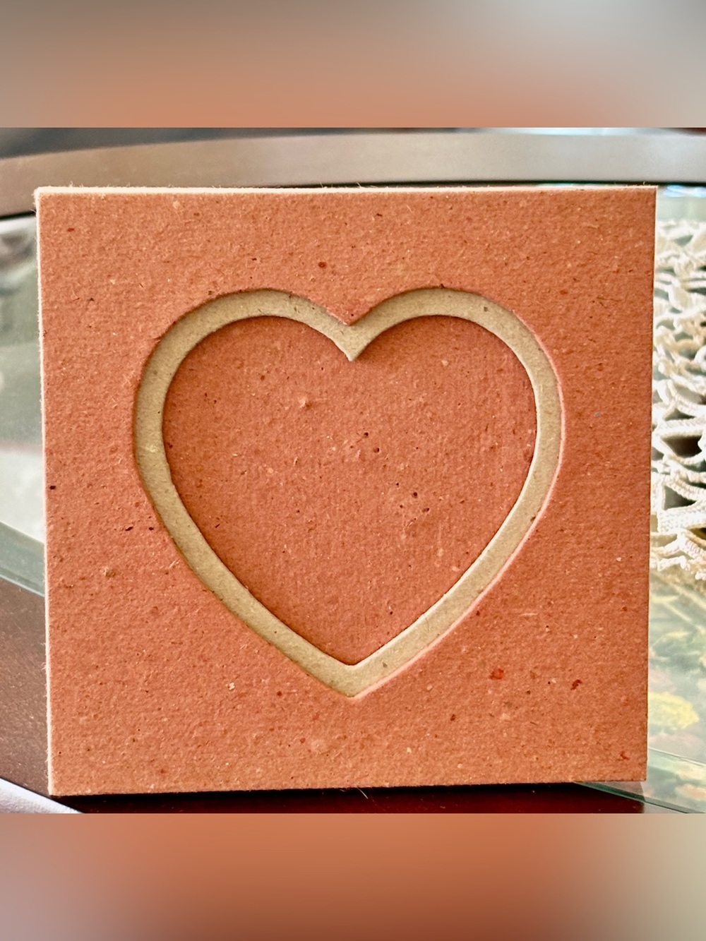 Handmade Heart Picture Frame in Square Shape for Tabletop Photo Display